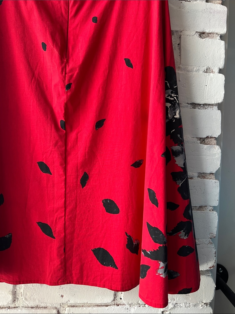 Red Floral Halter Midi Dress vintage le chateau - Picture 8 of 16